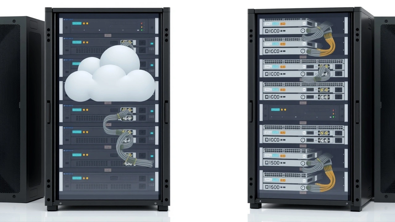 deux baies serveur cote a cote hebergement cloud et dedie