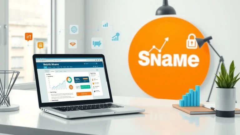 Bureau moderne avec ordinateur montrant la gestion de nom de domaine pour booster la visibilité en ligne