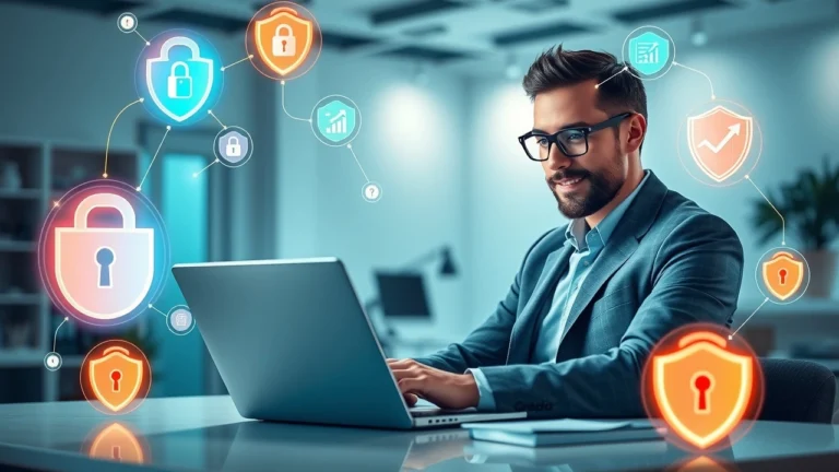 Propriétaire confiant gérant une boutique en ligne sécurisée et en croissance