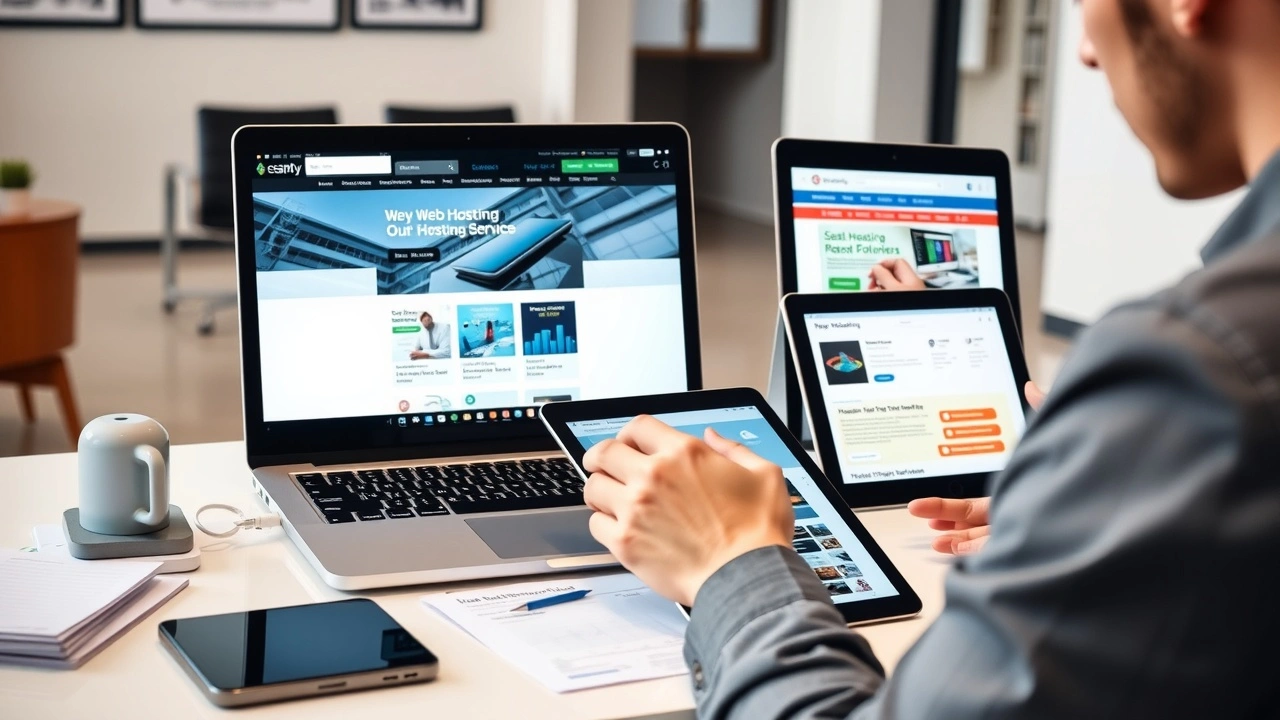 personne comparant offres hebergement web sur ordinateur et tablette