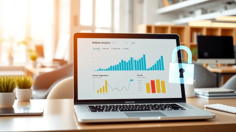 Espace de travail professionnel illustrant la sécurisation et le renouvellement d'un nom de domaine sans nuire au SEO