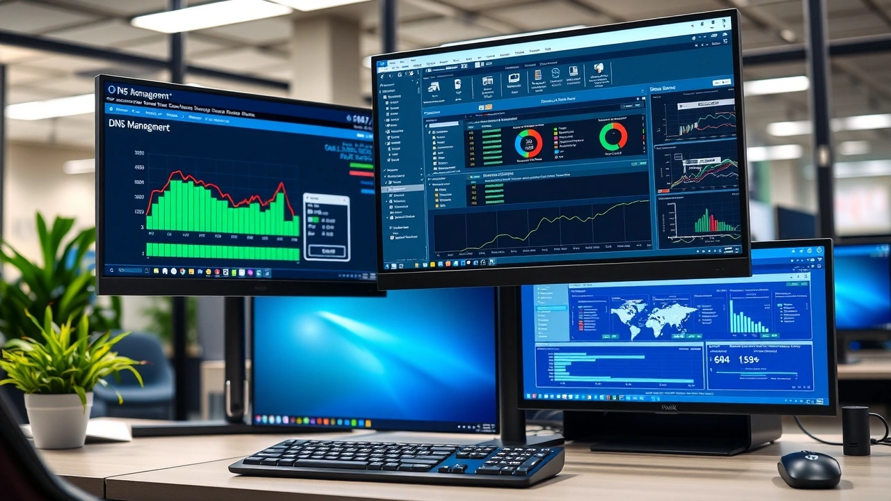poste de travail avec ecrans outils gestion dns