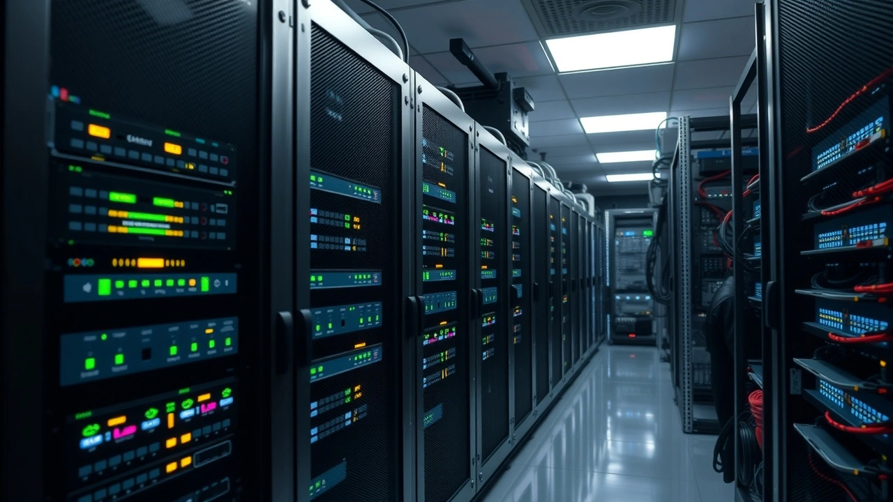 rangées de serveurs dans un centre de données moderne