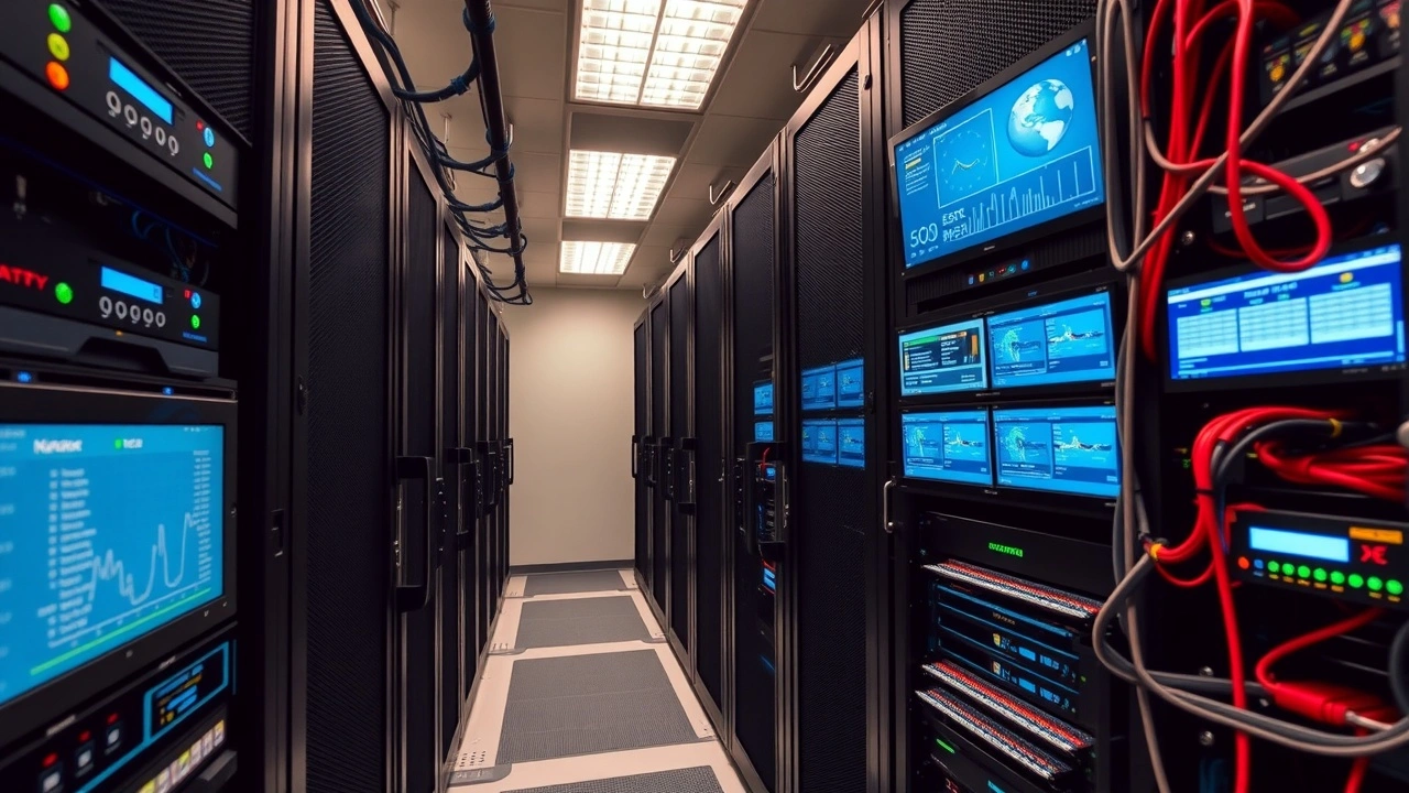plusieurs serveurs en centre de donnees avec cables reseau