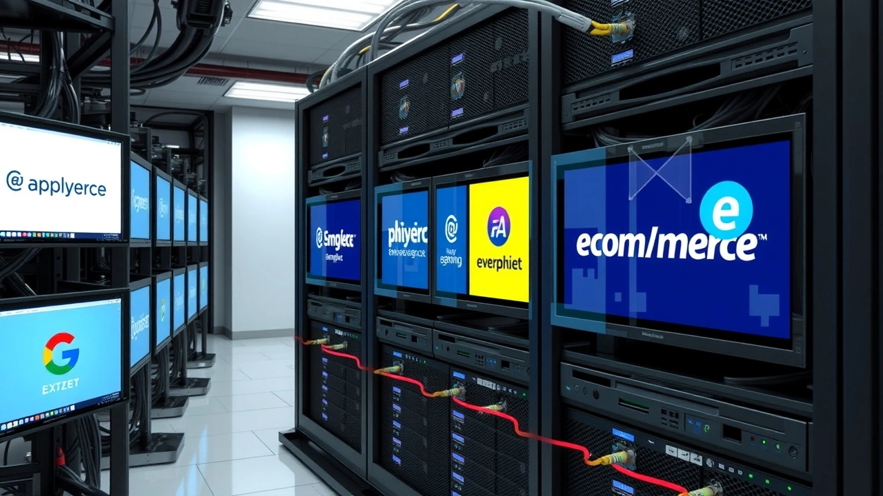 serveurs informatiques avec e commerce sur ecrans reels