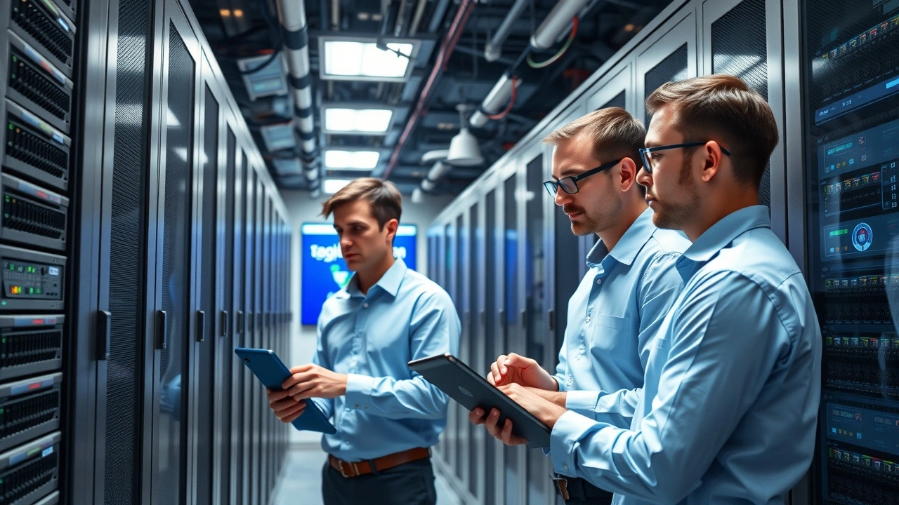 techniciens informatique en centre de donnees gestion serveur ensemble