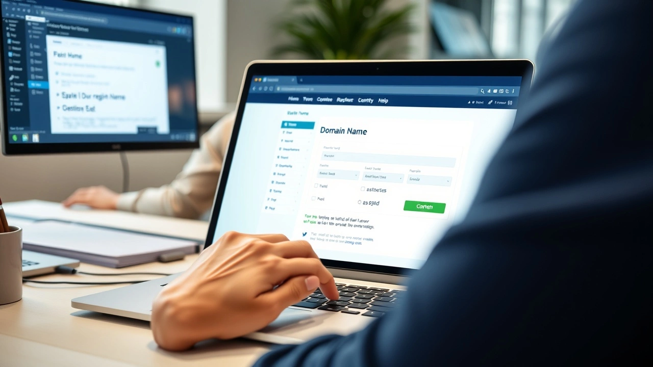 personne achetant un nom de domaine sur ordinateur
