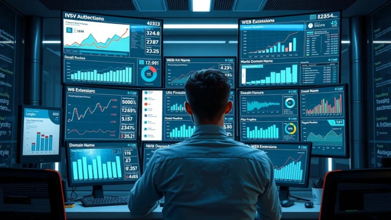 Personne analysant des tendances dextensions pour choisir un nom de domaine performant