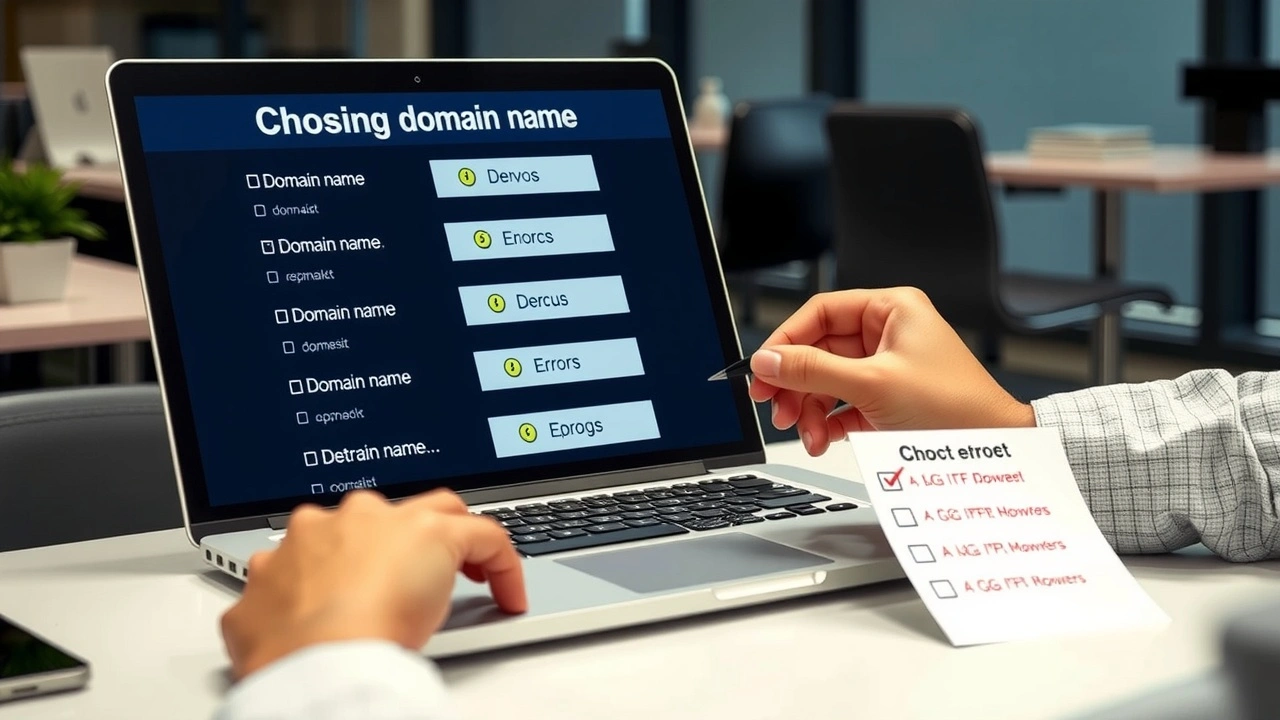 personne choisissant un nom de domaine avec checklist erreurs
