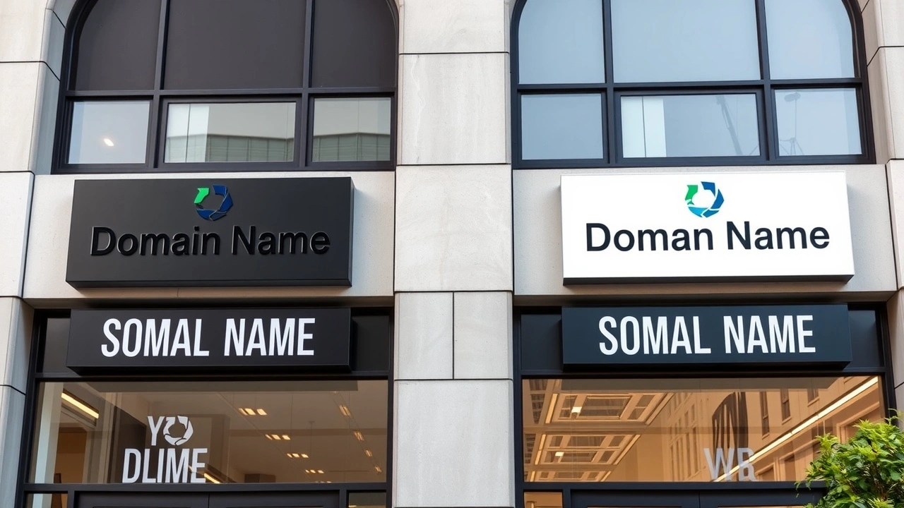 deux enseignes identiques cote a cote facade bureau moderne