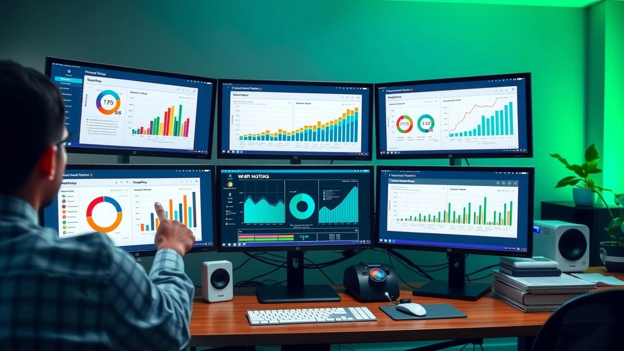 bureau avec ecrans comparants des offres hebergement web