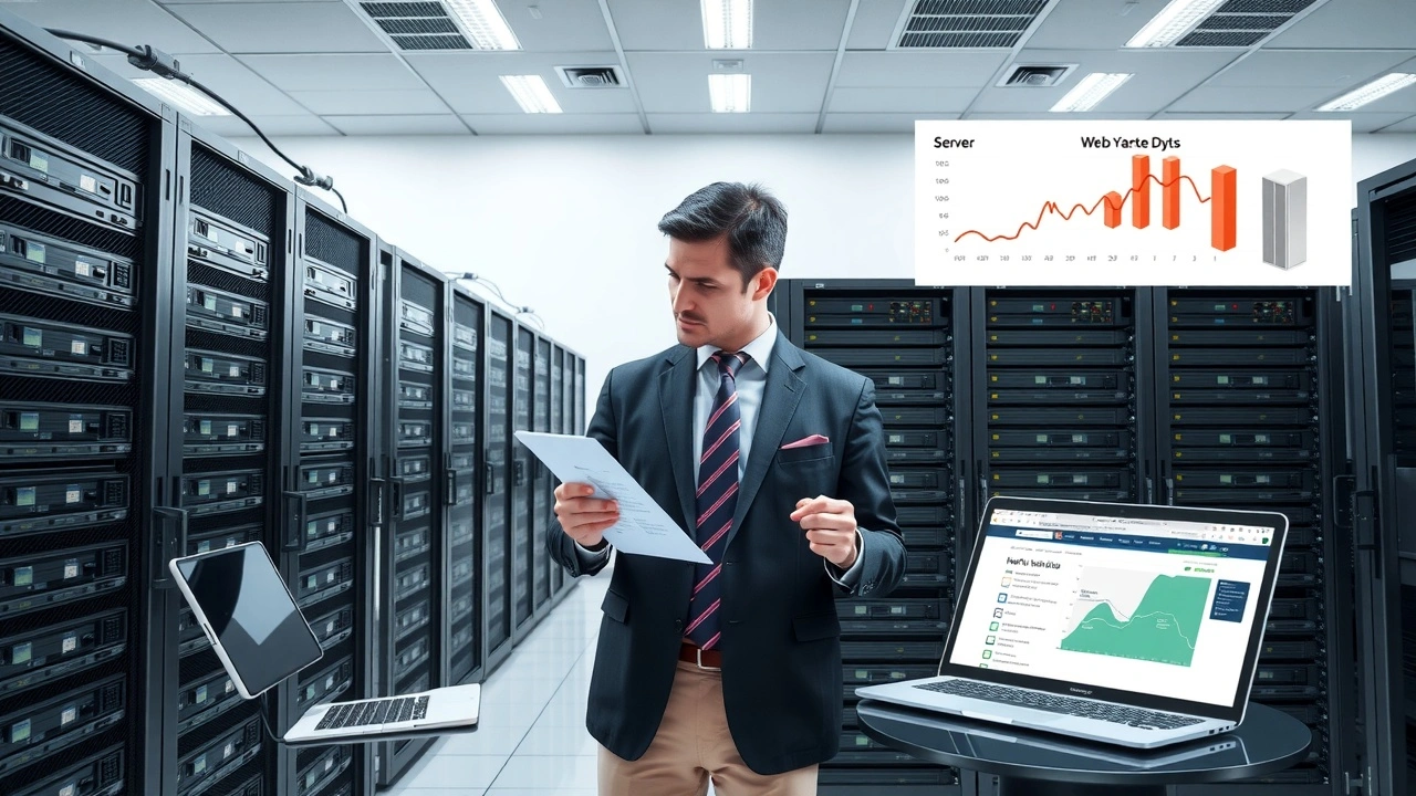 personne comparant des serveurs dhébergement avec ordinateurs