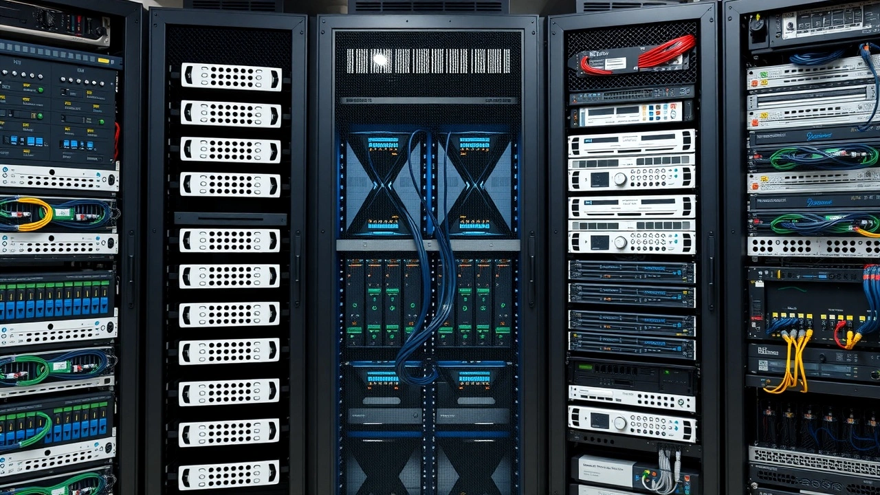 rangée de serveurs pour hebergement de sites trafic eleve