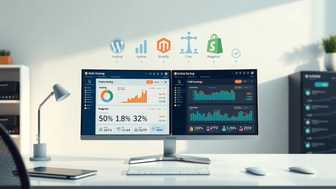 Comparaison photorealiste des offres dhebergement pour boutique en ligne avec focus sur performance et integration CMS