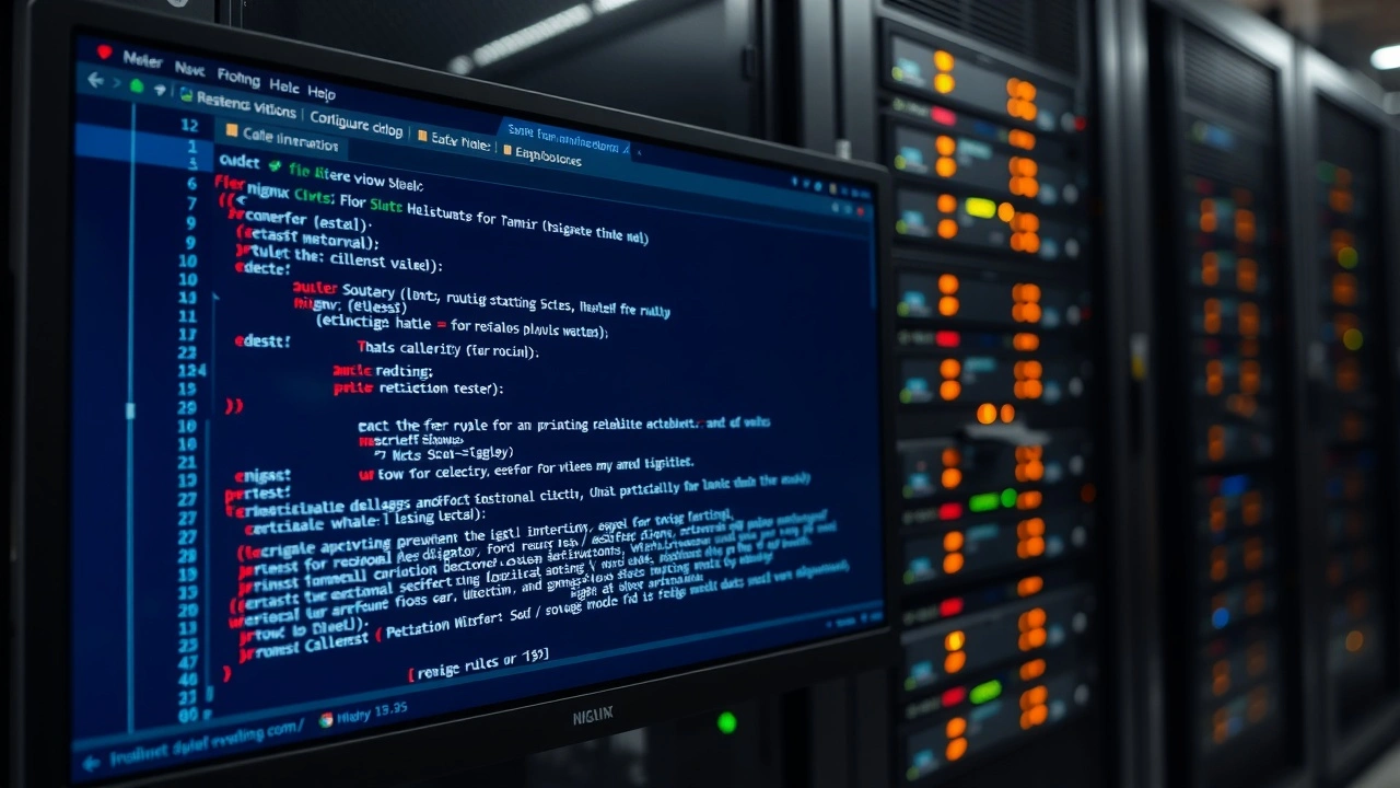 ecran ordinateur avec configuration nginx et serveur data center