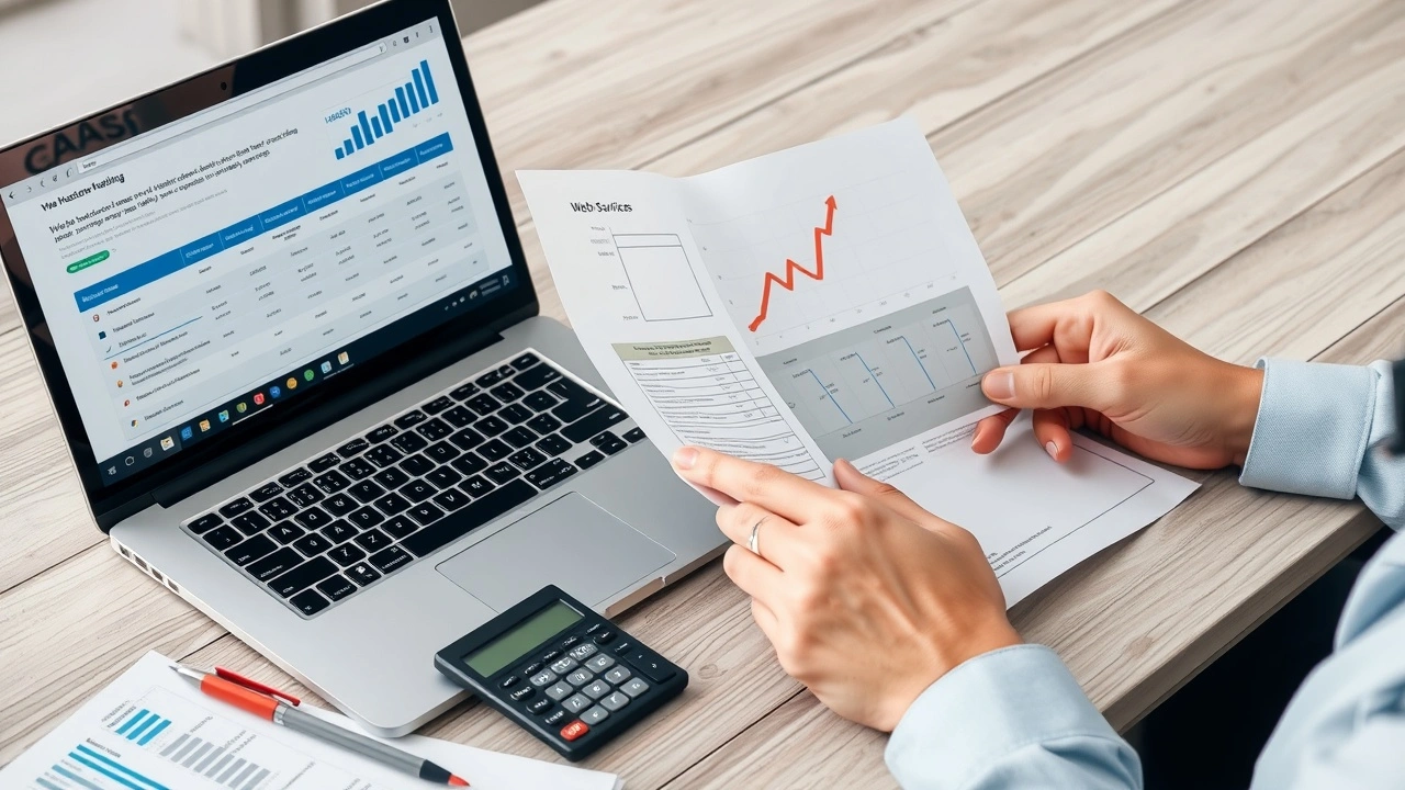 personne examinant documents finances et plans hebergement web