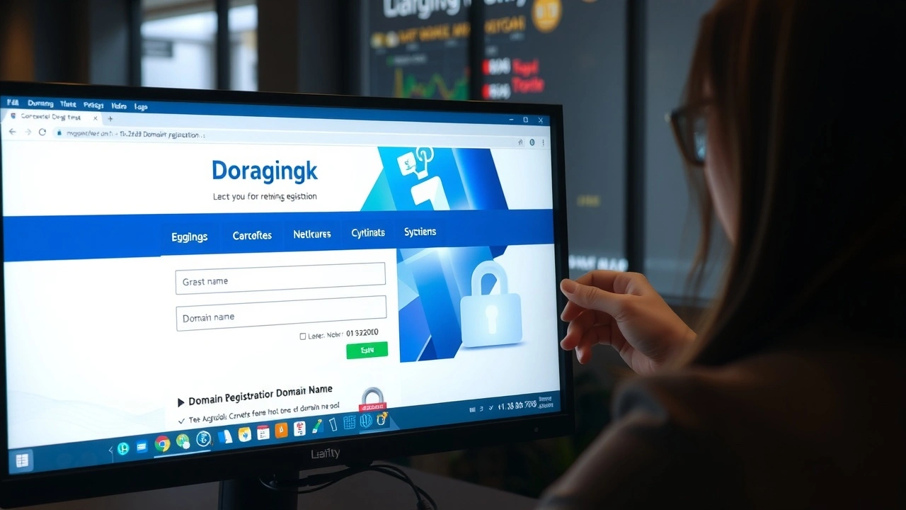 personne enregistrant un nom de domaine sur ordinateur