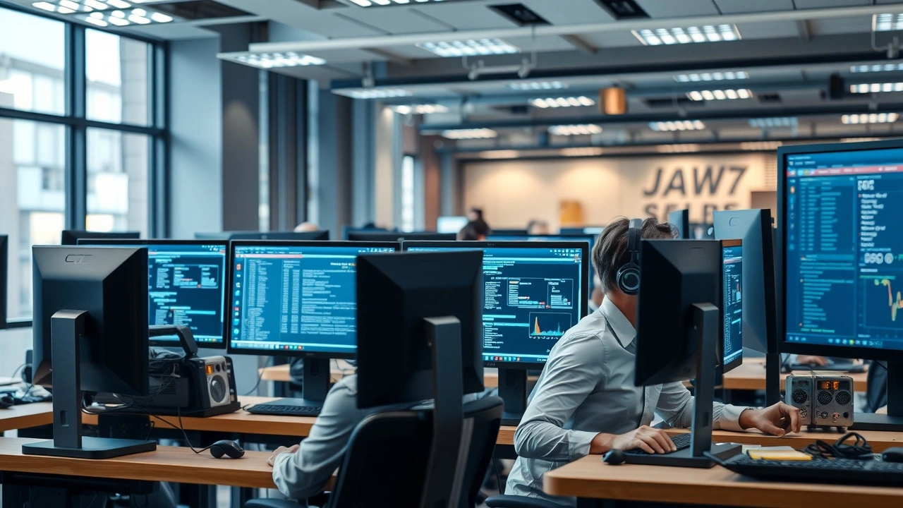 equipe support technique travaille sur ordinateurs en bureau moderne