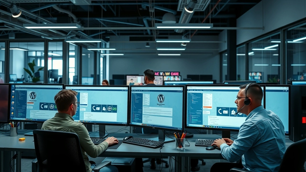 equipe de support technique wordpress dans un bureau moderne