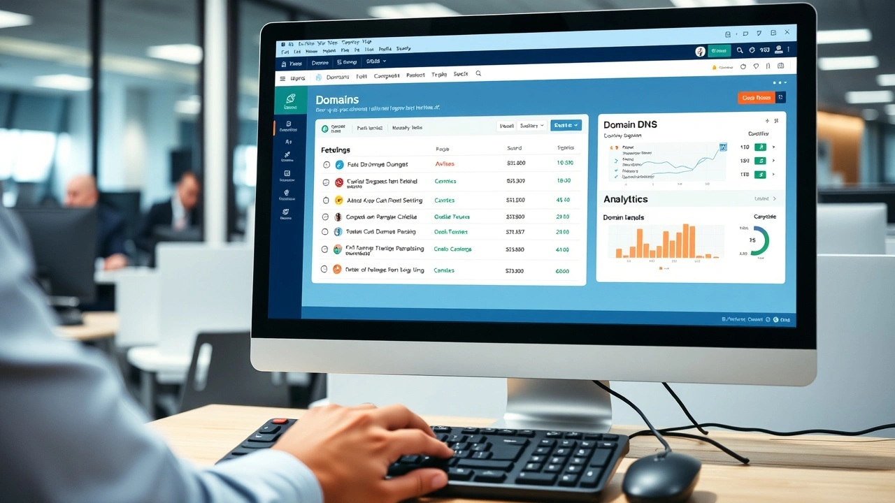 photographie d ordinateur avec tableau de gestion de nom de domaine