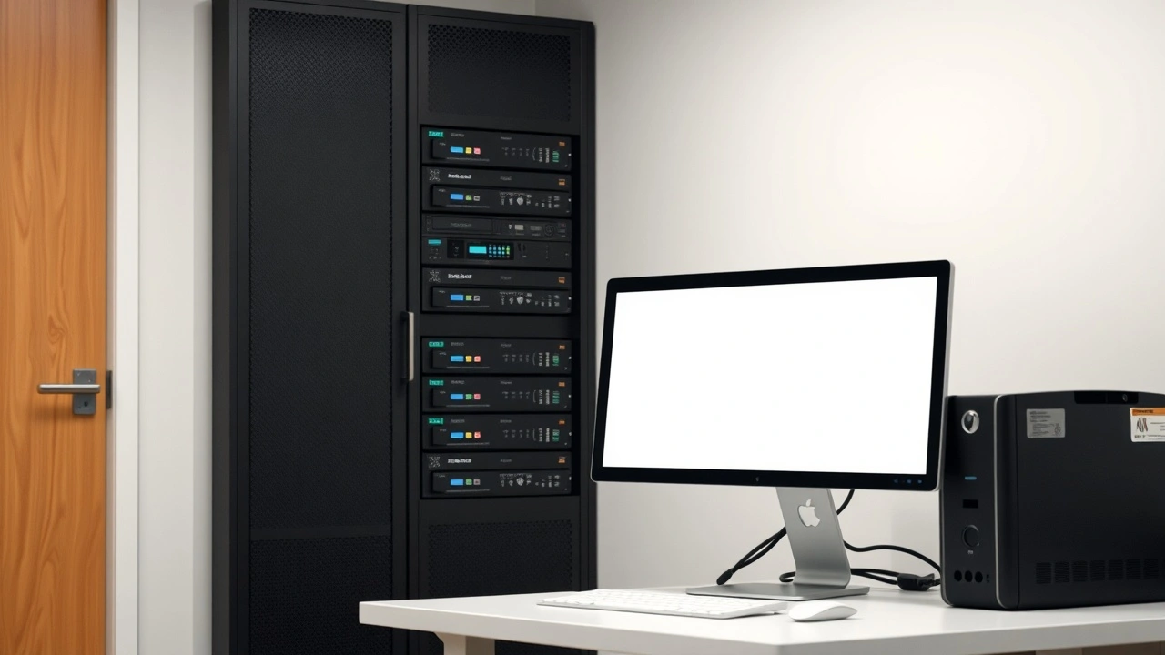 petit bureau avec ordinateur bureau serveur partage