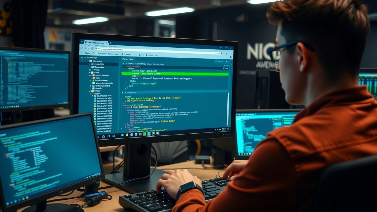 personne configurant un serveur nginx sur ordinateur au bureau