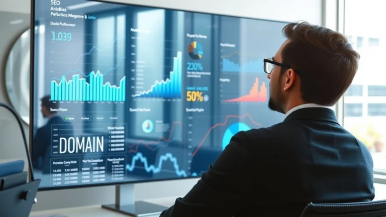 Professionnel analysant les performances SEO et la gestion proactive d'un nom de domaine