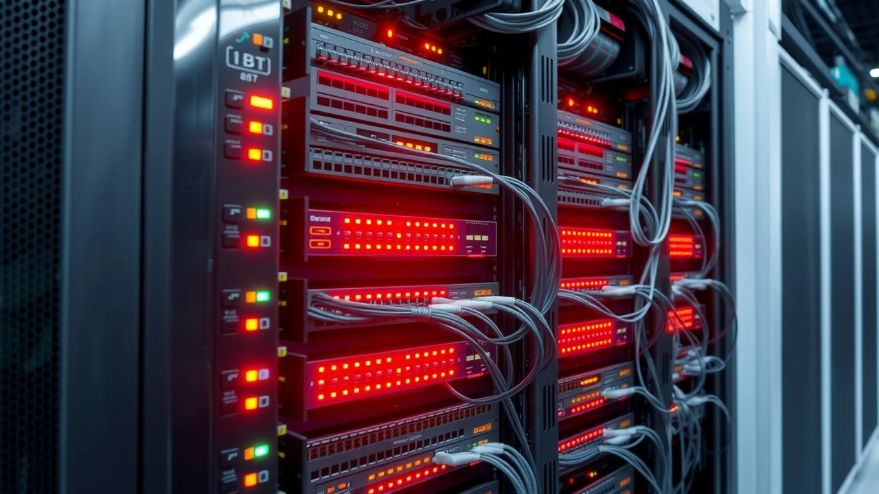 rack de serveurs web dans un centre de donnees organise