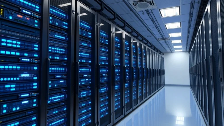 Centre de données moderne avec serveurs dédiés performants pour projets web exigeants