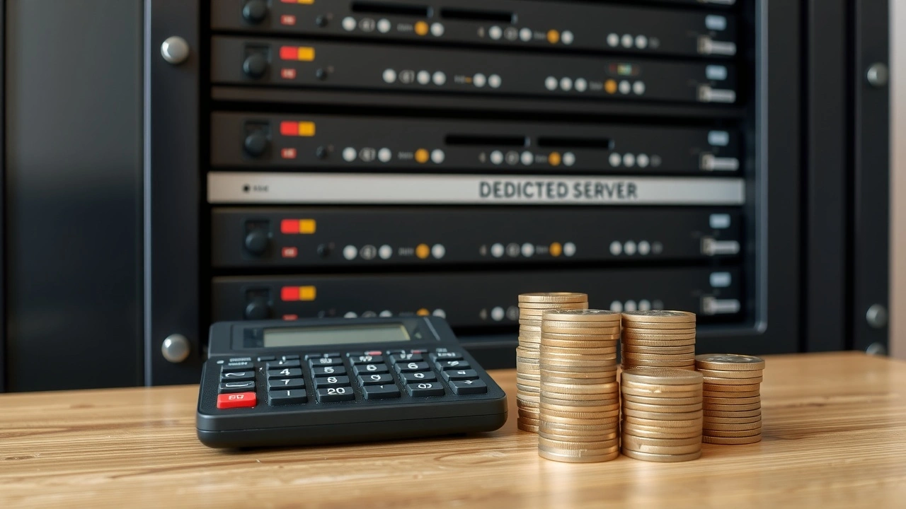 serveurs dedies calculatrice pieces argent sur bureau