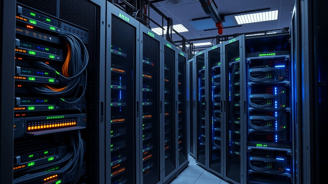 rangées de serveurs dans data center moderne évolutif