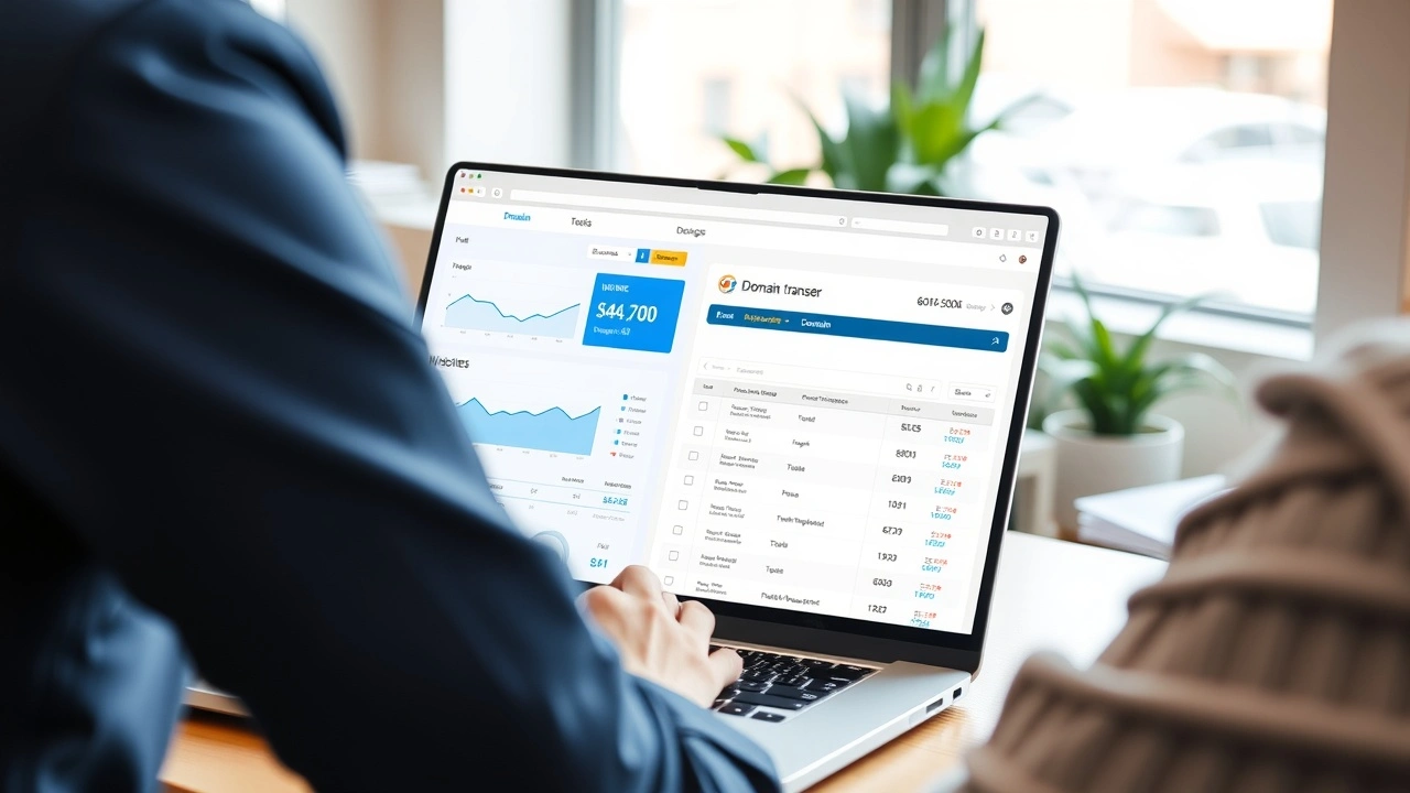 personne travaillant sur transfert de nom de domaine devant ordinateur