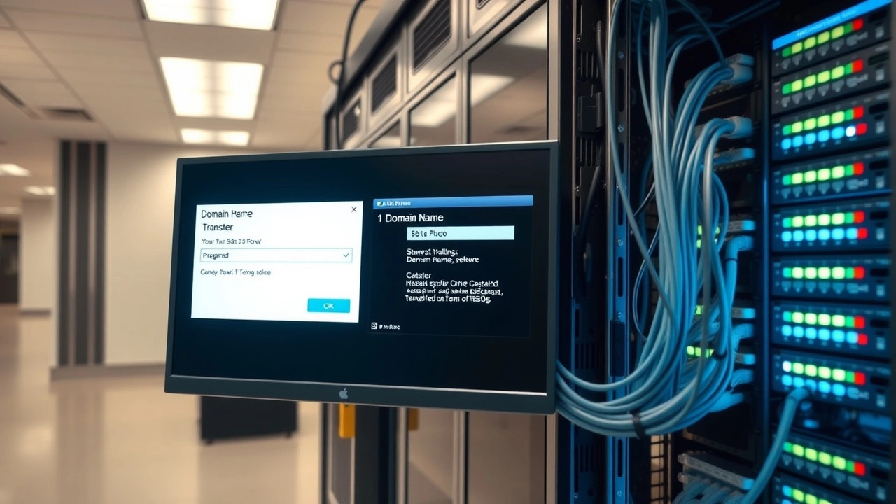 ordinateur avec transfert de nom de domaine et serveur connecte