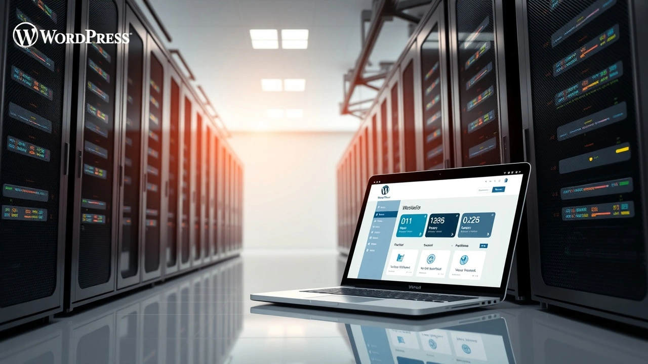 Centre de donnees moderne illustrant un hebergement WordPress haute disponibilite pour une meilleure experience utilisateur