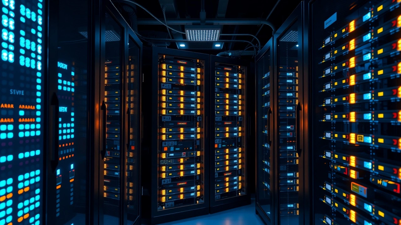 rangées de serveurs dans un centre de données moderne