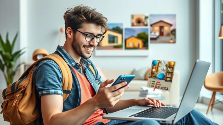 Personne utilisant un ordinateur pour trouver des offres d'hébergement pas cher de qualité