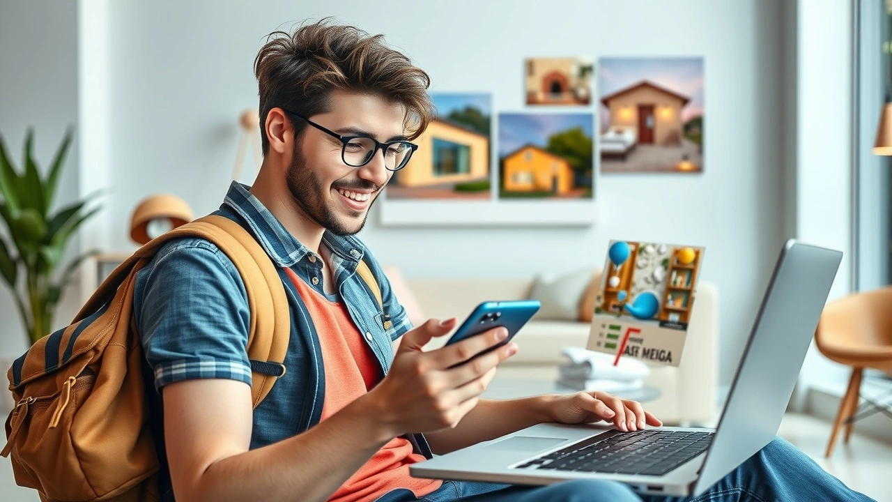 Personne utilisant un ordinateur pour trouver des offres d'hébergement pas cher de qualité