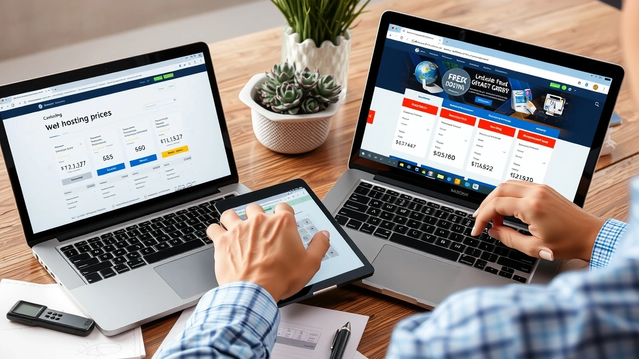 personne comparant offres hebergement sur ordinateur et tablette