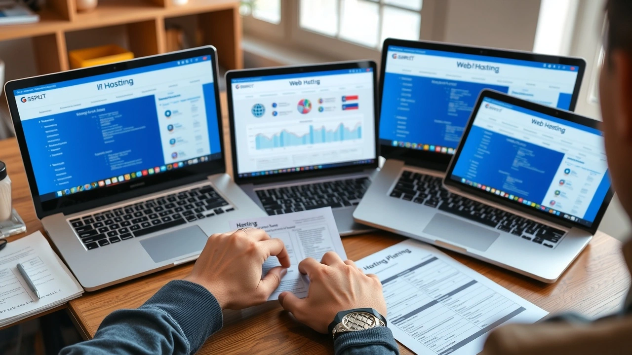 personne comparant des offres dhébergement web sur ordinateur