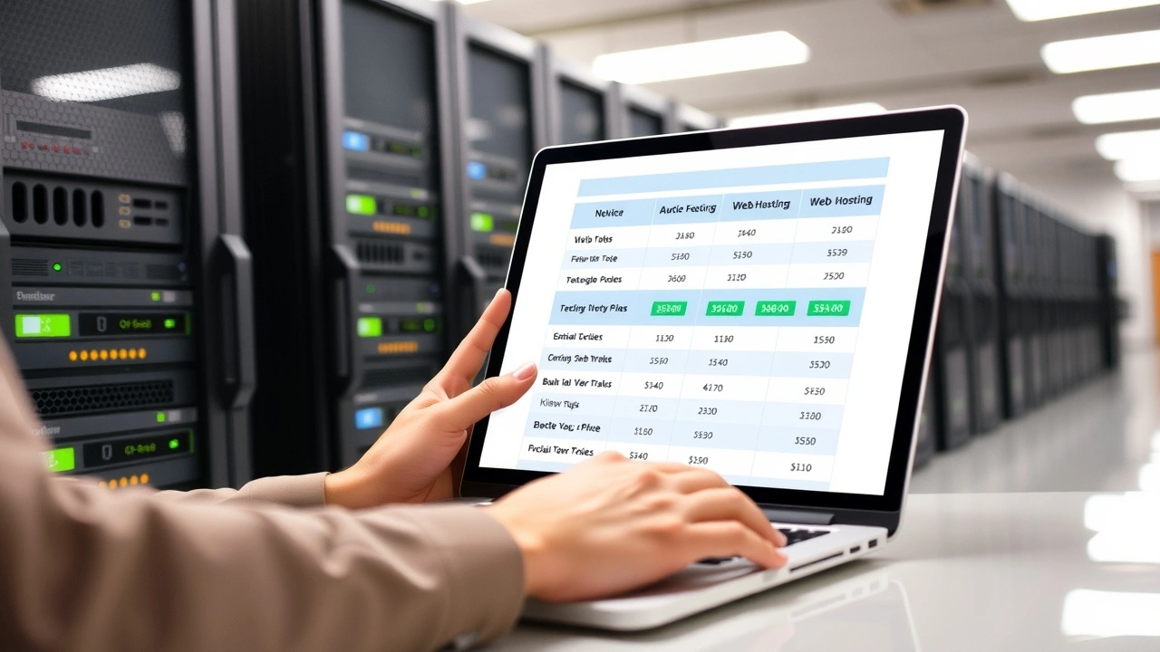 personne comparant des plans hebergement pas cher sur ordinateur portable