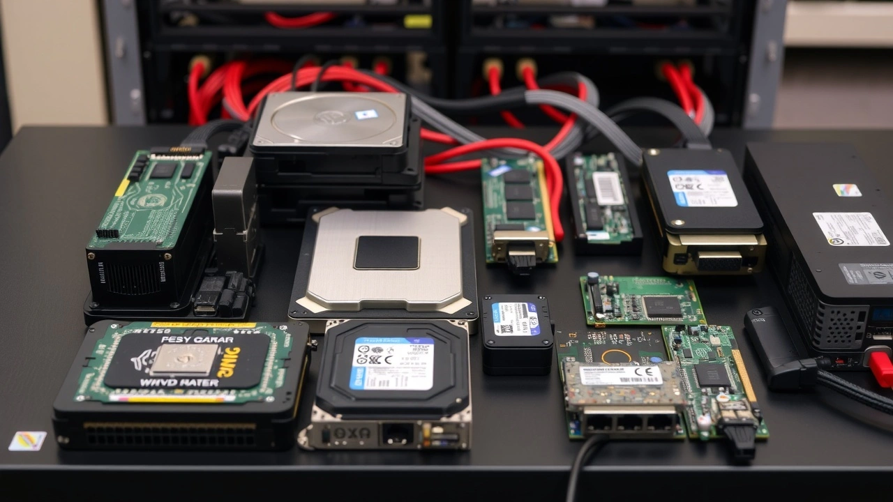 composants de serveur dedie sur une table clairement visibles