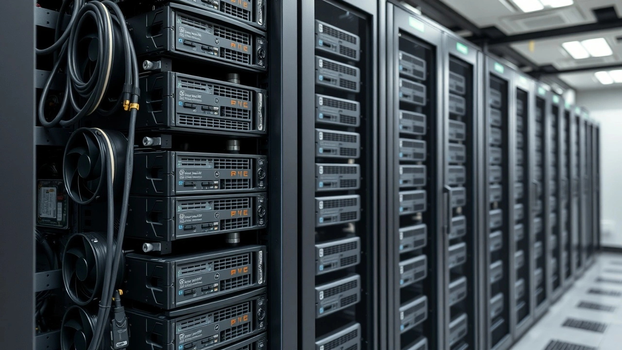 racks de serveurs dediés avec composants materiels en data center