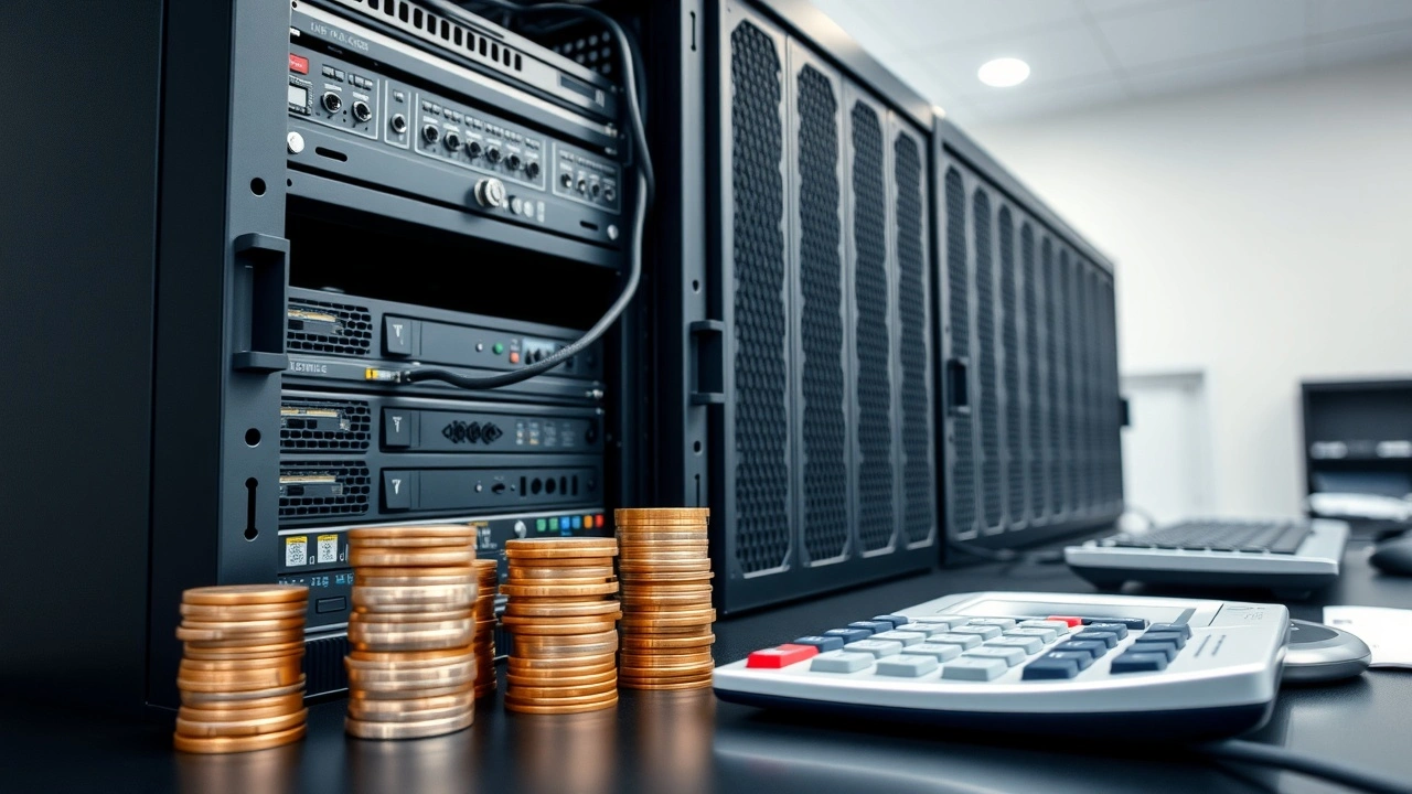 serveur dédié avec composants pièces et calculatrice et pièces