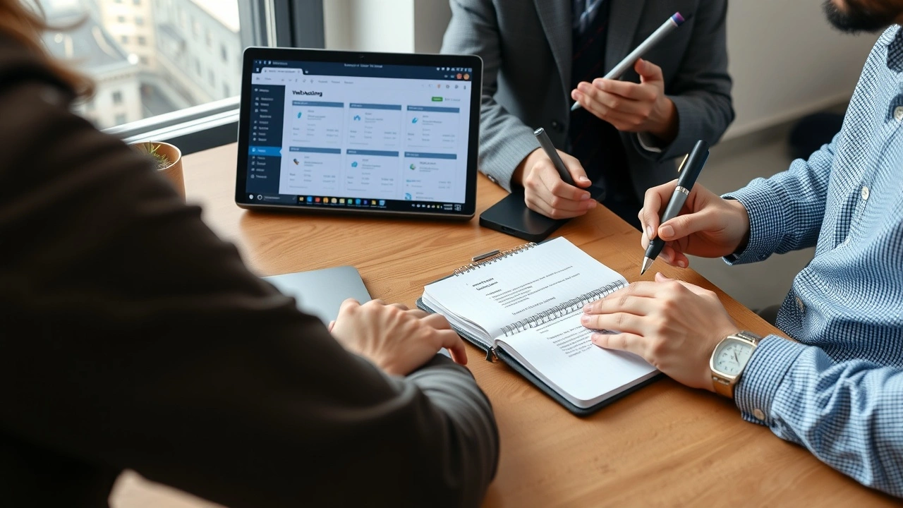 espace de travail avec laptop et personnes discutant offres hebergement