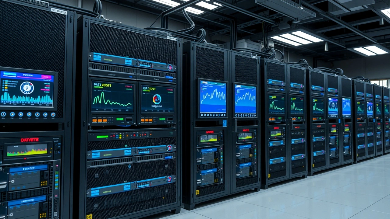 serveurs hebergement wordpress avec ecrans surveillance trafic en datacenter