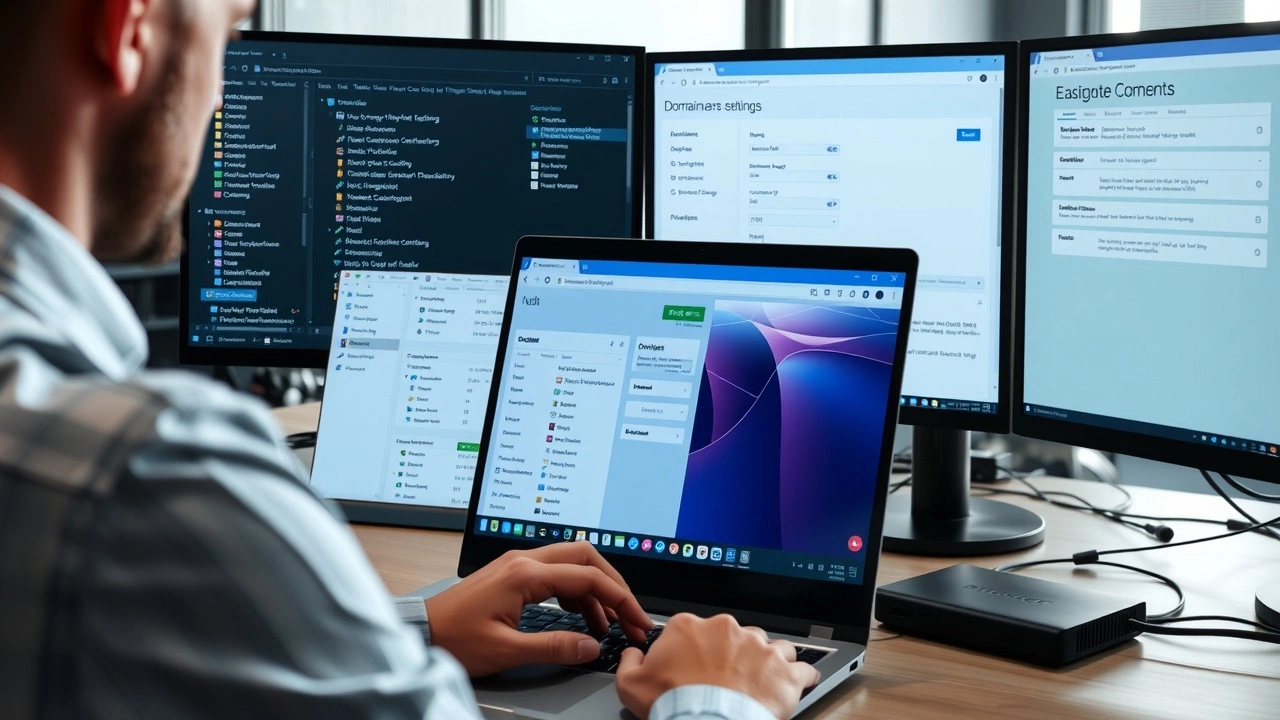 personne prepare la migration du nom de domaine sur ordinateur professionnel