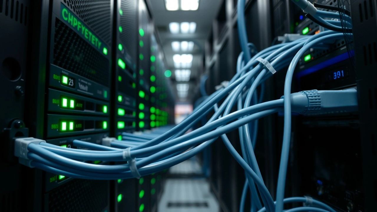 serveur web avec cables et voyants verts operation 301