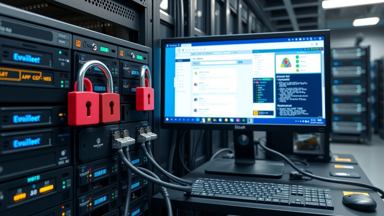 serveurs emails securises avec cadenas en centre de donnees