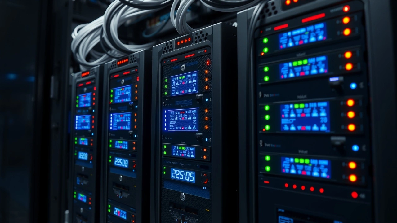 serveurs performants dans un data center moderne avec cables reseau