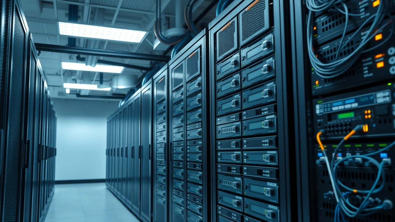 serveurs dans une salle informatique propre et bien eclairee